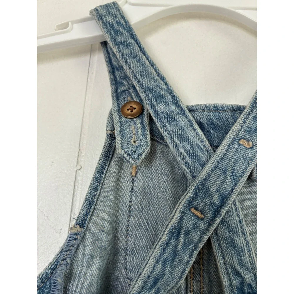 Baby Gap Denim Brannan Bear Overalls Light Wash Blue 6-12 Months NEW
